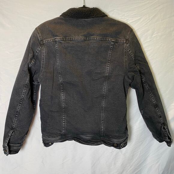 Lee Men's Denim Tucker Jacket Size Small Black Sherpa Lined Jean Coat Winter - Picture 6 of 11